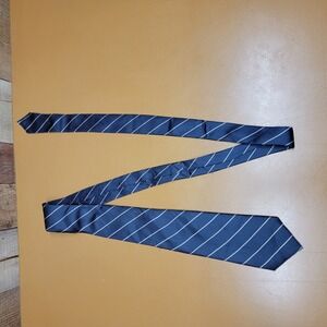 Paco Rabanne Paris Silk Striped Neck Tie Mens Formal Business Blue White